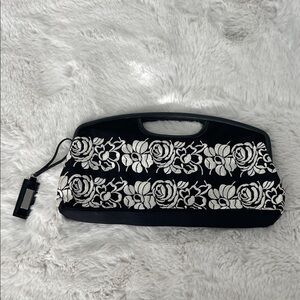 BCBGirls Black and White Rose Clutch